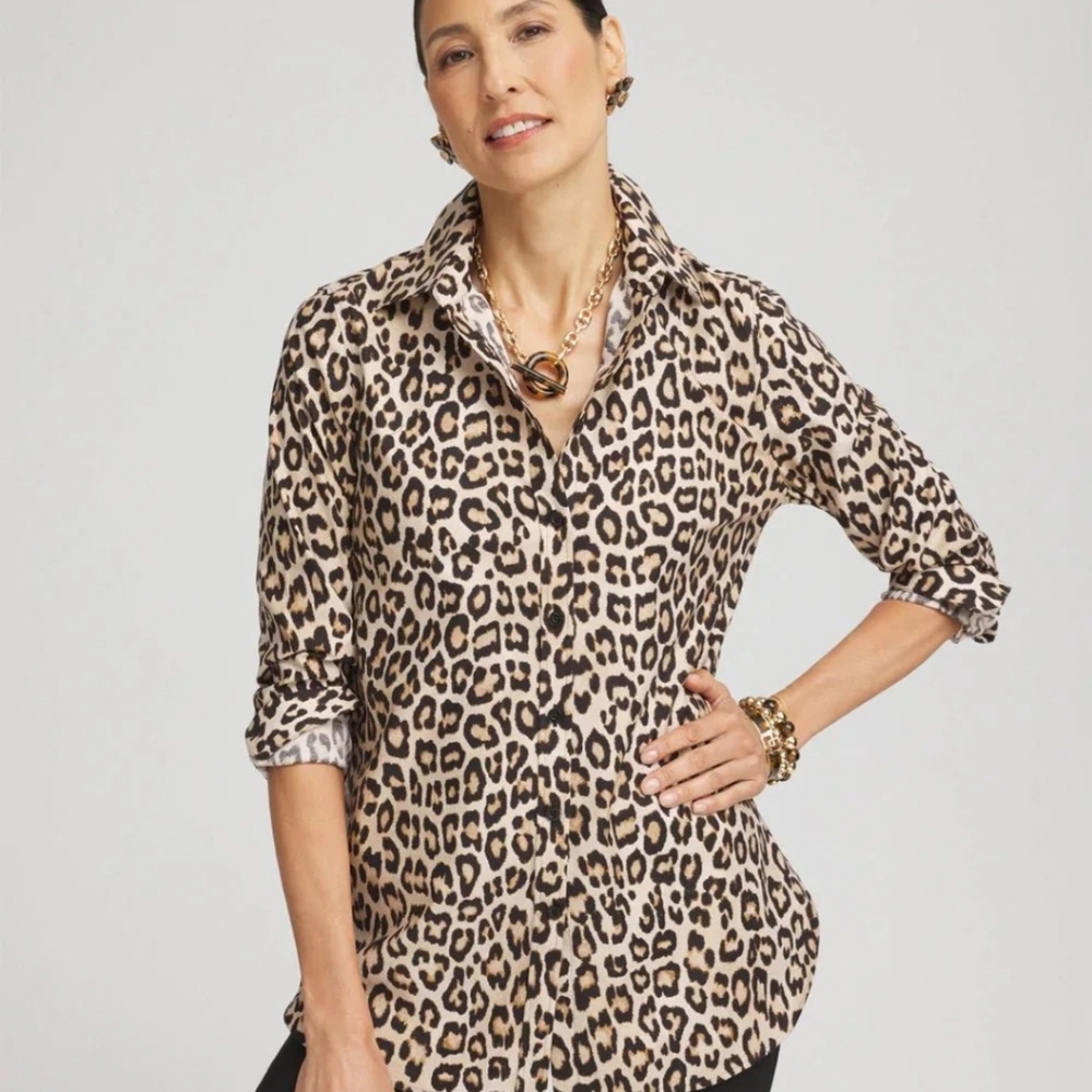 CHICOS/"No Iron" Animal Print Tunic